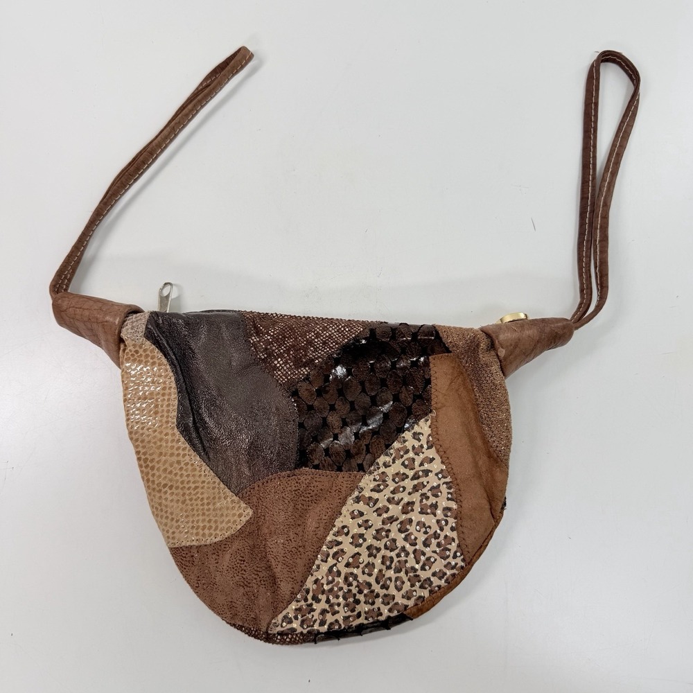 Luis Alexander Mixed Leather Patchwork Fortune Cooke Bag Wristlet Mini Bag